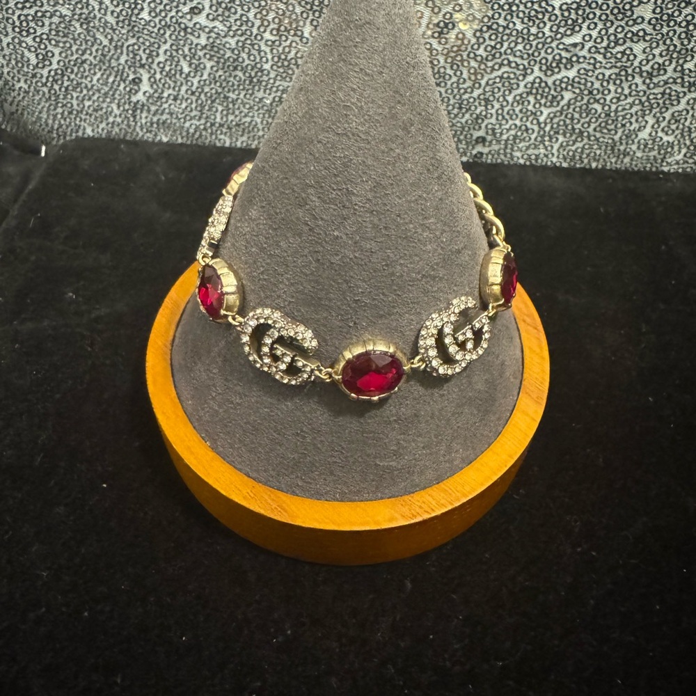 Gucci Red and Gold Crystal Bracelet